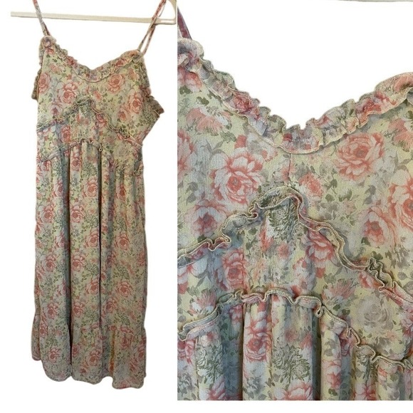 No Boundaries Dresses & Skirts - Floral Ruffled Chiffon Fairy Midi Babydoll Slip Dress No Boundaries Size M